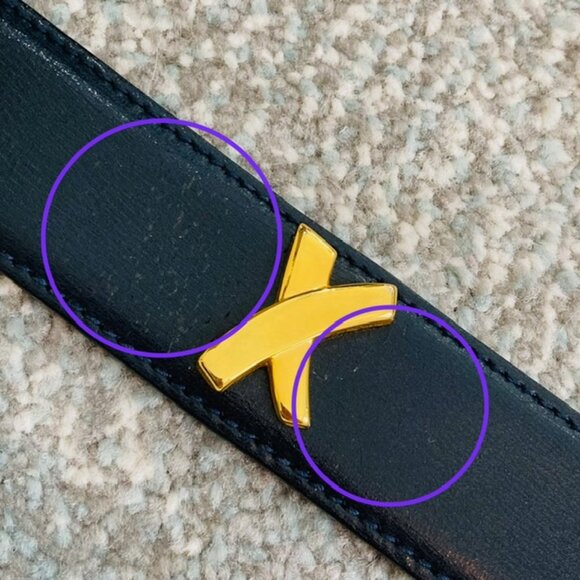 Paloma Picasso Vintage Womens Medium 75 Made in Italy Black Gold Leather Belt - Picture 16 of 16